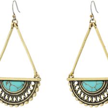 Lucky Brand Turquoise Openwork Drop Earrings Gold