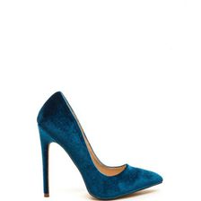 Incaltaminte Femei CheapChic Head To Toe Pointed Velvet Pumps Teal