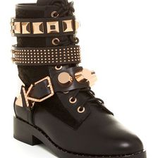 Incaltaminte Femei Ivy Kirzhner Bowery Genuine Calf Hair Studded Boot BLACK