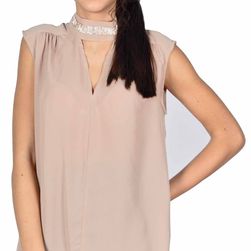 Bluza de ocazie bej cu bentita strasuri 1733B
