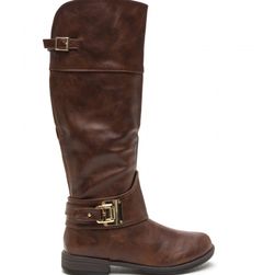 Incaltaminte Femei CheapChic Harnessed In Faux Suede Riding Boots Brown