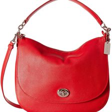 COACH Pebbled Turnlock Hobo SV/True Red