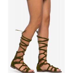 Incaltaminte Femei CheapChic Rita-72 Criss Cross Gladiator Olive