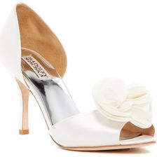 Badgley Mischka Thora Rosette Pump - Multiple Widths Available WHITESATIN
