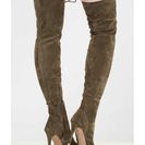 Incaltaminte Femei CheapChic Velvet Vibe Thigh-high Lace-up Boots Olive