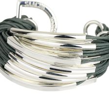 Saachi Denim Silver Bar String Bracelet DENIM