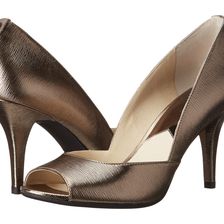 Michael Kors Nathalie Open Toe Nickel Metallic Saffiano