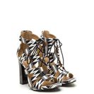 Incaltaminte Femei CheapChic Laced And Infused Chunky Printed Heels Black