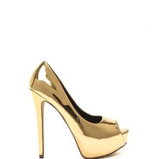 Incaltaminte Femei CheapChic High Voltage Metallic Platform Pumps Gold