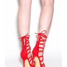 Incaltaminte Femei CheapChic Laced And Loaded Faux Suede Heels Red