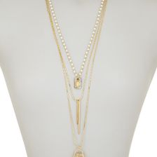 Vince Camuto Three Layer Beaded Stone Pendant Necklace GOLDT