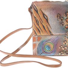 Anuschka Handbags Mini Sling Organizer Premium Peacock Safari