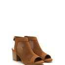 Incaltaminte Femei CheapChic Get Slit Faux Nubuck Chunky Heels Chestnut