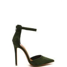 Incaltaminte Femei CheapChic Socialite Style Faux Suede Pointy Heels Huntergreen