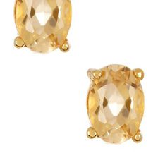 Bijuterii Femei Savvy Cie 14K Gold Plated Sterling Silver Oval Citrine Stud Earrings yellow