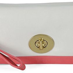 COACH White and Red Leather Clutch Wallet N/A