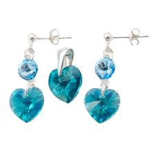 Set Argint 925 cu Swarovski Elements, Blue Zircon AB, 10 mm