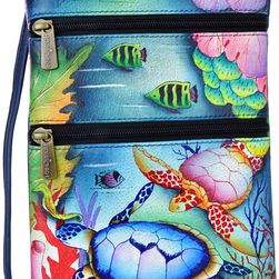 Anuschka Handbags Mini Double Zip Travel Crossbody Ocean Treasures