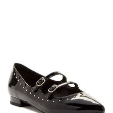 Incaltaminte Femei 14th Union Chanda Studded Double Mary Jane Flat BLACK FAUX PATENT