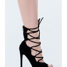 Incaltaminte Femei CheapChic It\'s Love Lace-up Velvet Heels Black