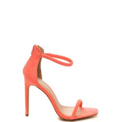 Incaltaminte Femei CheapChic Just One Faux Suede Ankle Strap Heels Neoncoral