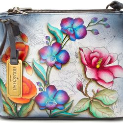 Anuschka Handbags Triple Compartment Convertible Tote Floral Fantasy