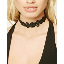 Bijuterii Femei Forever21 Faux Suede Floral Choker Black