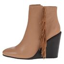Incaltaminte Femei See by Chloe Pebbled Leather Wedge Bootie with A Fringe Nude