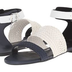 Incaltaminte Femei Armani Jeans Leather and Woven Eco Leather Sandal Blue