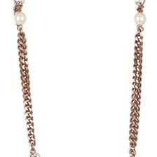 Givenchy Faux Pearl & Crystal Multi Chain Necklace BROWN GOLD-SILK