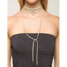 Bijuterii Femei CheapChic Rs Choker And V Wrap 2pc Choker Set TaupeKhaki
