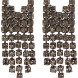 Free Press Rhinestone Fringe Drop Earrings BLACK DMND-HEMATITE