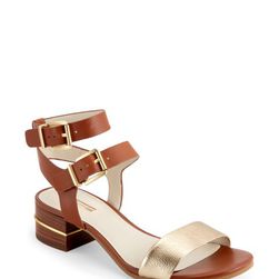 Incaltaminte Femei BCBGeneration Caramel Gold Roger Open Toe Low Block Heel Sandals Gold Carmel