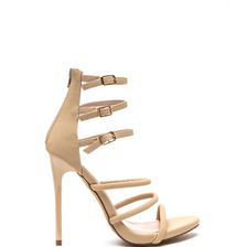 Incaltaminte Femei CheapChic Six \'n Match Caged Faux Nubuck Heels Nude