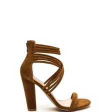 Incaltaminte Femei CheapChic Strappy Camper Faux Suede Chunky Heels Mocha