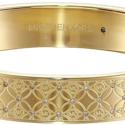 Michael Kors Etched Hinged Bangle Bracelet Gold