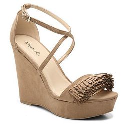 Incaltaminte Femei Qupid Clemence-187A Wedge Sandal Taupe