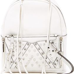 Rebecca Minkoff Small Lola Leather Studded Backpack With Removable Wristlet WHITE