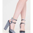 Incaltaminte Femei CheapChic 90s Baby Velvet Platform Chunky Heels Blue