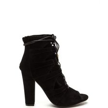 Incaltaminte Femei CheapChic Lace Me Away Chunky Peep-toe Heels Black