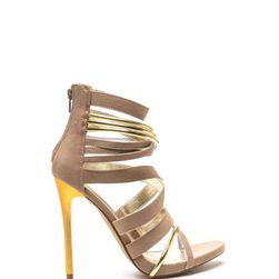 Incaltaminte Femei CheapChic Night Show Strappy Caged Heels Nude