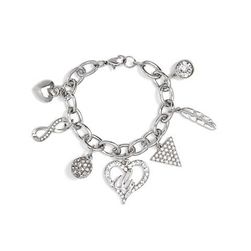 Bijuterii Femei GUESS Silver-Tone Link Charm Bracelet silver