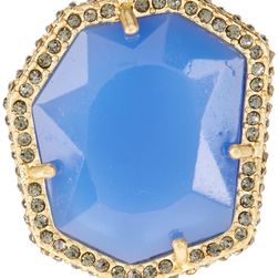 Vince Camuto Pave Border Stone Ring - Size 7 GOLD-PERIWINKLE-BLCK DIMND
