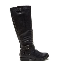 Incaltaminte Femei CheapChic Straps And Buckles Faux Leather Boots Black