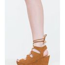 Incaltaminte Femei CheapChic Wow Factor Lace-up Faux Suede Wedges Cognac