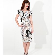 Rochie gri cu imprimeu floral, Beladona, Lo Spaccio