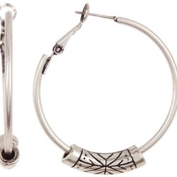 Free Press Etched Hoop Earrings RHODIUM