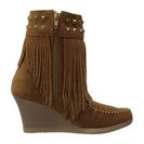 Incaltaminte Femei Minnetonka Mid Calf Inside Zip amp Studs Dusty Brown