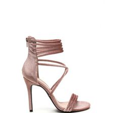 Incaltaminte Femei CheapChic Velvet Touch Strappy Stiletto Heels Mauve