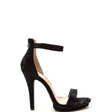 Incaltaminte Femei CheapChic Stack Up Velvet Ankle Strap Heels Black